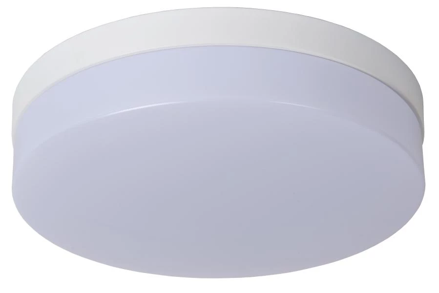 Lucide BISKIT - Plafonnier Salle de bains - Ø 28 cm - LED - 1x18W 2700K - IP44- Détecteur De Mouvement & Jour/Nuit - Blanc - éteint